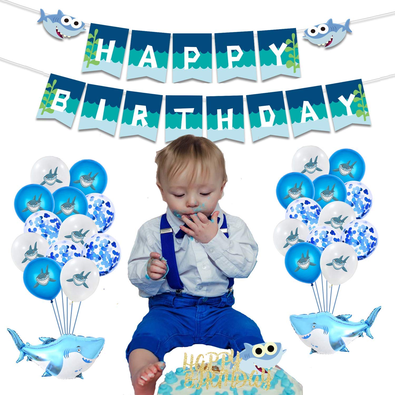 Flyfly Requin Anniversaire Decoration De Fete Requin Ballons Decoration Requin Set Comprend Blue Shark Bannieres 50pcs Confettis Ballons Pour Garcons Enfants Anniversaire Douche Fete Confettis Fournitures De Loisirs Creatifs Kalchem Com Pl