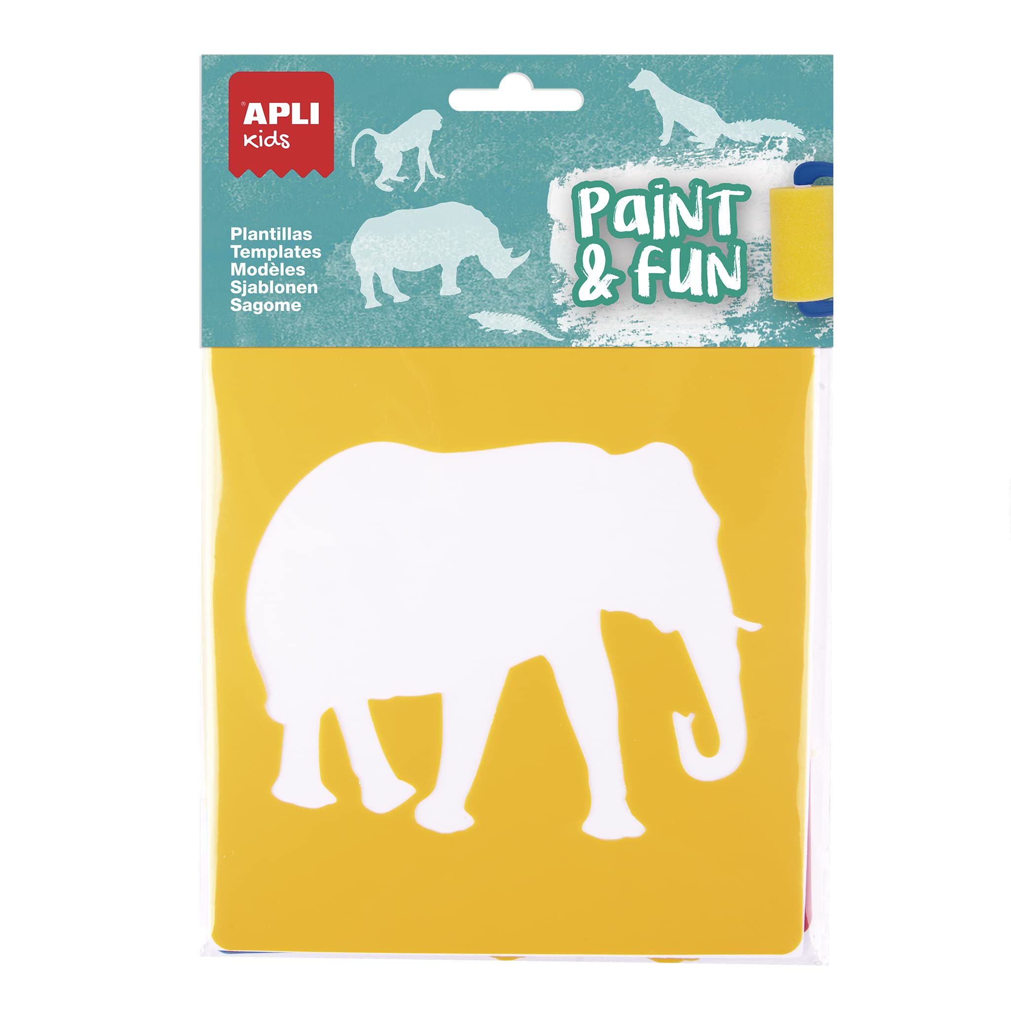APLI Kids 19409 Jungle Animal Drawing Stencils 6 Pieces Children's Painting and Drawing Materials