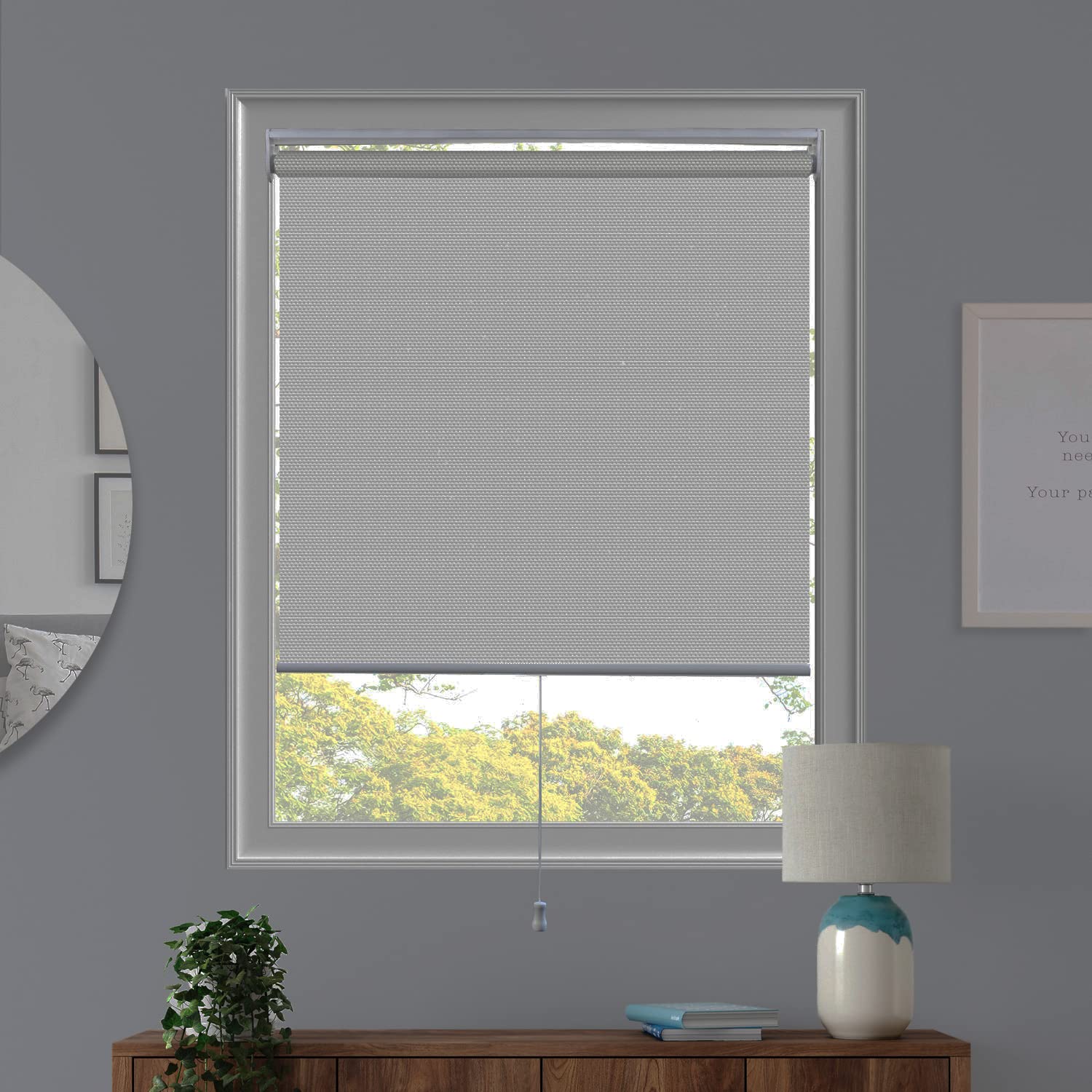 CHICOLOGY Roller Shades, Cordless Blinds, Window Shades for Home, Roller Window Shades, Window Treatments, Door Blinds, Light Filtering Shades,View-tiful Chantilly White (Solar), 22"W X 72"W