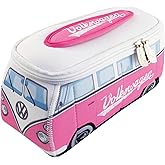 BRISA VW Collection - Volkswagen Neoprene Universal Makeup Cosmetics Toiletry Travel Pharmacy Bag in T1 Bus Design (Pink/Large) (Small (9.1 x 4.3 x 3.1 inches))