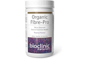 BioClinic Naturals Organic Fibre Pro 268 g Powder, Tropical Flavour, Fiber Supplements, Helps to Relieve Constipation, Bloati
