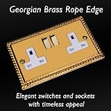 Varilight Double Switched Socket Classic Georgian Brass XG5DW 13A view 3