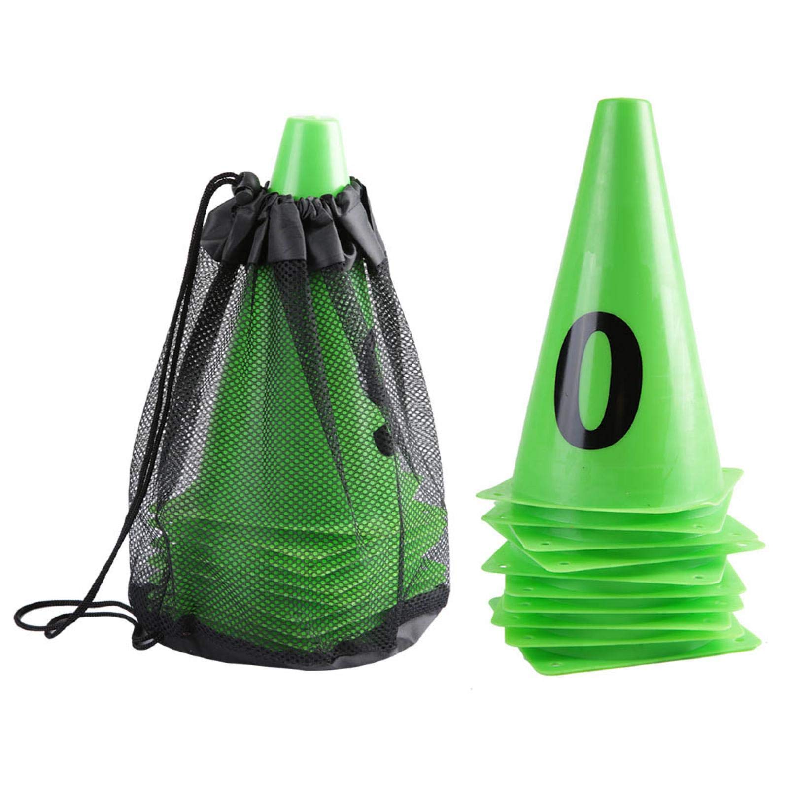 Wosune Field Cone Markers, Sports Marking Football Cones,10pcs Training Cone Number 0-9 Football Barriers Marker with Carry Bag for Football Training, Sports, Games, kids Home Fitness