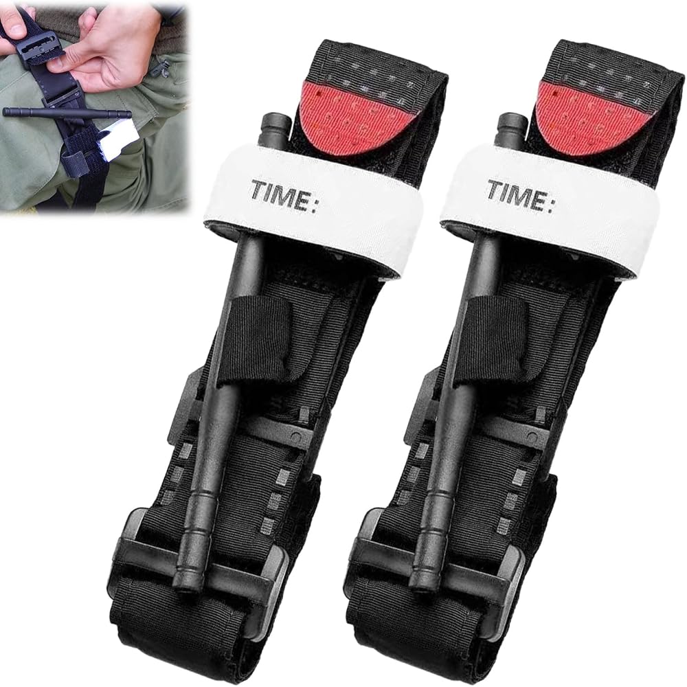 penmol 2PCS Nylon Tourniquet First Aid 95cm Black for Outdoor Sports