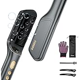 Hair Straightener Brush, Upgraded Ionic Hair Straightener Comb with Oil-Infused, Anti-Frizz Ceramic, Anti-Scald, 9 Temp Settings & LED Display, Dual Voltage, Straightening Brush for All Types