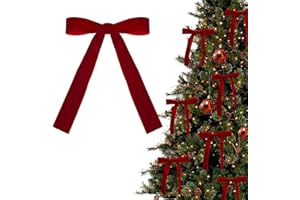 GENERIC 12PCS Red Velvet Bows for Christmas Tree, Bows for Christmas Tree, Garland Red Velvet Bow Ornaments for Christmastree with Gold Twist Ties
