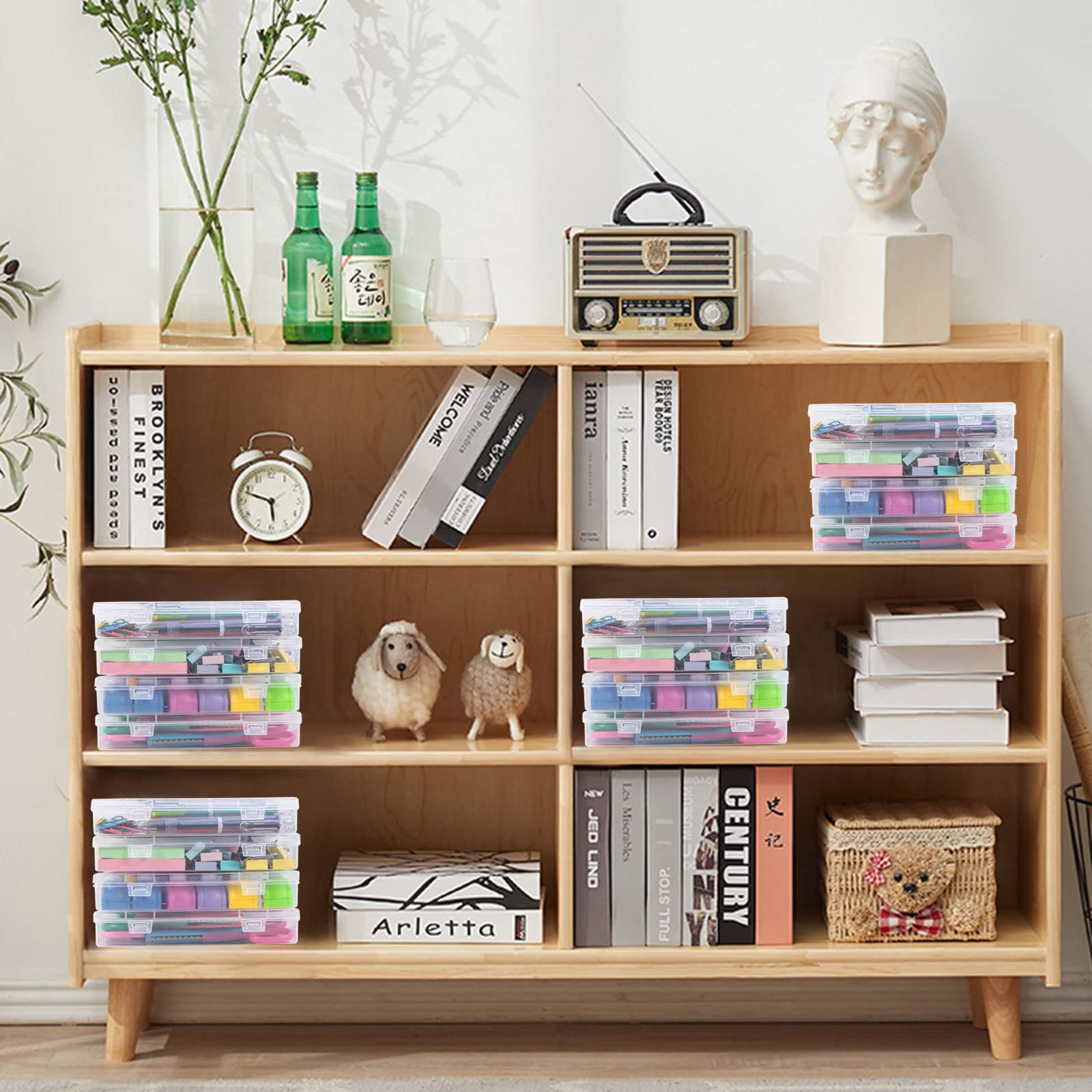 Katfort Clear Container with Lid, 4 Packs Rectangular Storage Containers Plastic Storage Box 7.1''×4.6''×1.2'' Small Clear Storage Box for Storage, Beads, Crafts Accessories