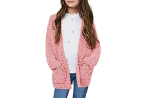 CNJFJ Girls Casual Open Front Long Sleeve Cardigan Pocket Fashion Sweater Outwear