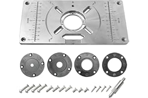 Aluminium Router Table Insert Plate Table for Woodworking Benches Router Plate Wood Tools Milling Trimming Machine with Rings