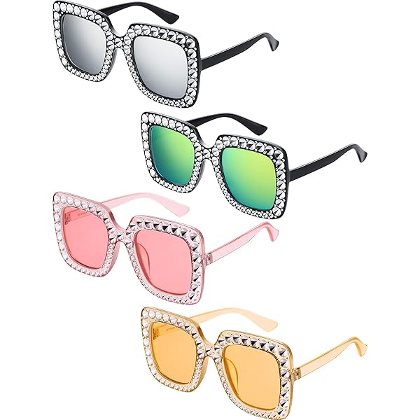 Amazon.com: Frienda 4 Pcs Retro Disco Sunglasses Women  display picture 2