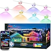 Permanent Outdoor Christmas Lights for House WiFi,150ft Smart RGB+IC Color Eave House Lights,Tunable Warm to Cool White 60lm for Daily Lighting,IP67 Waterproof, Alexa Google APP Remote Control