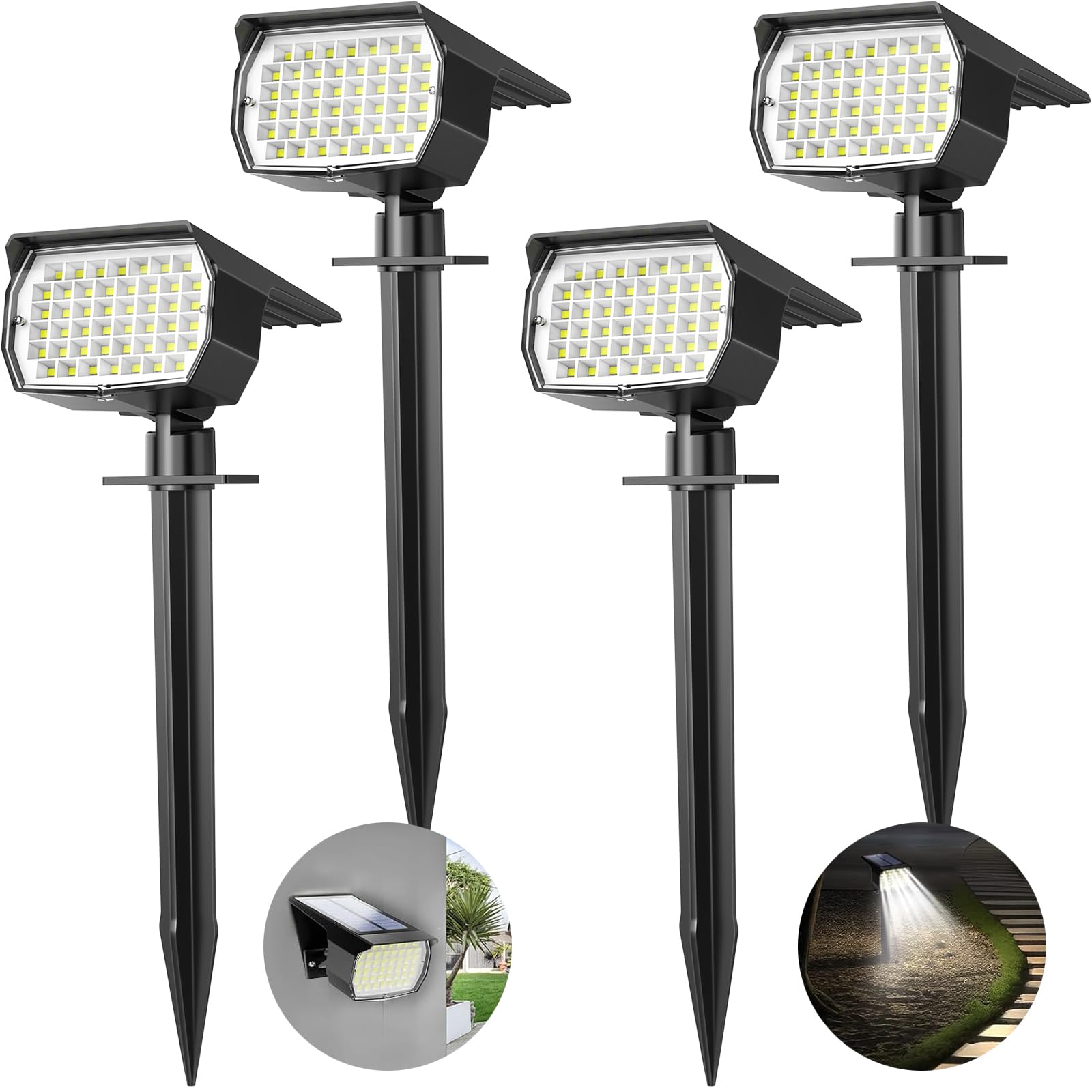 WENATY Solar Spot Lights, 46 LED Outdoor, IP65 Waterproof, 3 Modes, Solar Powered Garden Lights for Yard, Driveway, Porch, Walkway