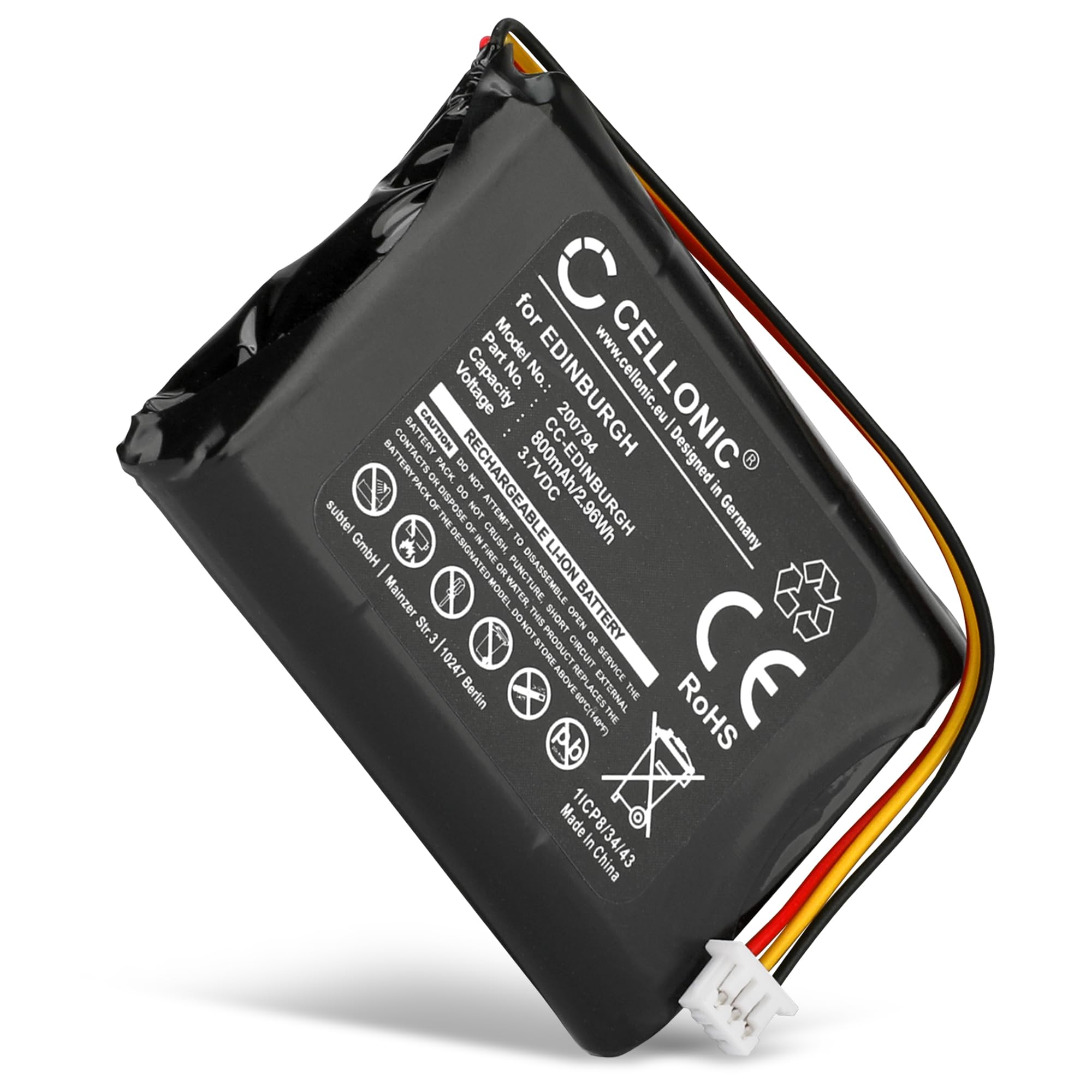 CELLONIC, battery sat nav compatible with TomTom Rider, ONE 1st Edition, ONE (800mAh, 3.7V) Replacement battery EDINBURGH,F64289525,F650010252,F709070710