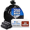 Reli. 13 Gallon Trash Bags | 250 Bags | Black Trash Bags 12-13 Gallon | Kitchen Garbage Bag | Liner