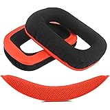 Geekria QuickFit Mesh Fabric Replacement Ear Pads for Logitech G430, G930 Headphone Ear Pad and Headband Pad/Ear Cushion + He