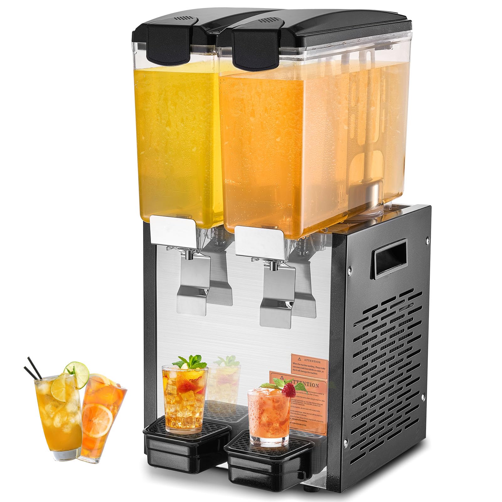 Photo 1 of *POWERS ON//MISSING PARTS** VEVOR Commercial Beverage Dispenser, 2 Tanks 10 L / 10.6 QT Per Tank Juice Dispenser, 270W Stainless Steel Ice Tea Drink Machine with 45°F-54°F Cooling Temperature, for Cold Drink Restaurant Bar Party