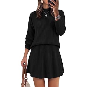 WIHOLL 2 Piece Sets for Women Mini Skirt Lightweight Sweaters Mock Neck | Two Piece Sets for Women, Mini Skirts, Brunch Cockt