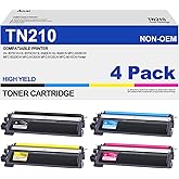 AOLIBE TN210 Toner Cartridge Compatible for Brother TN-210 Work with MFC-9325CW MFC-9125CN HL-3070CW MFC-9320CW HL-3070CW MFC-9120CN Printer (1 Black, 1 Cyan, 1 Magenta, 1 Yelllow, 4 Pack)
