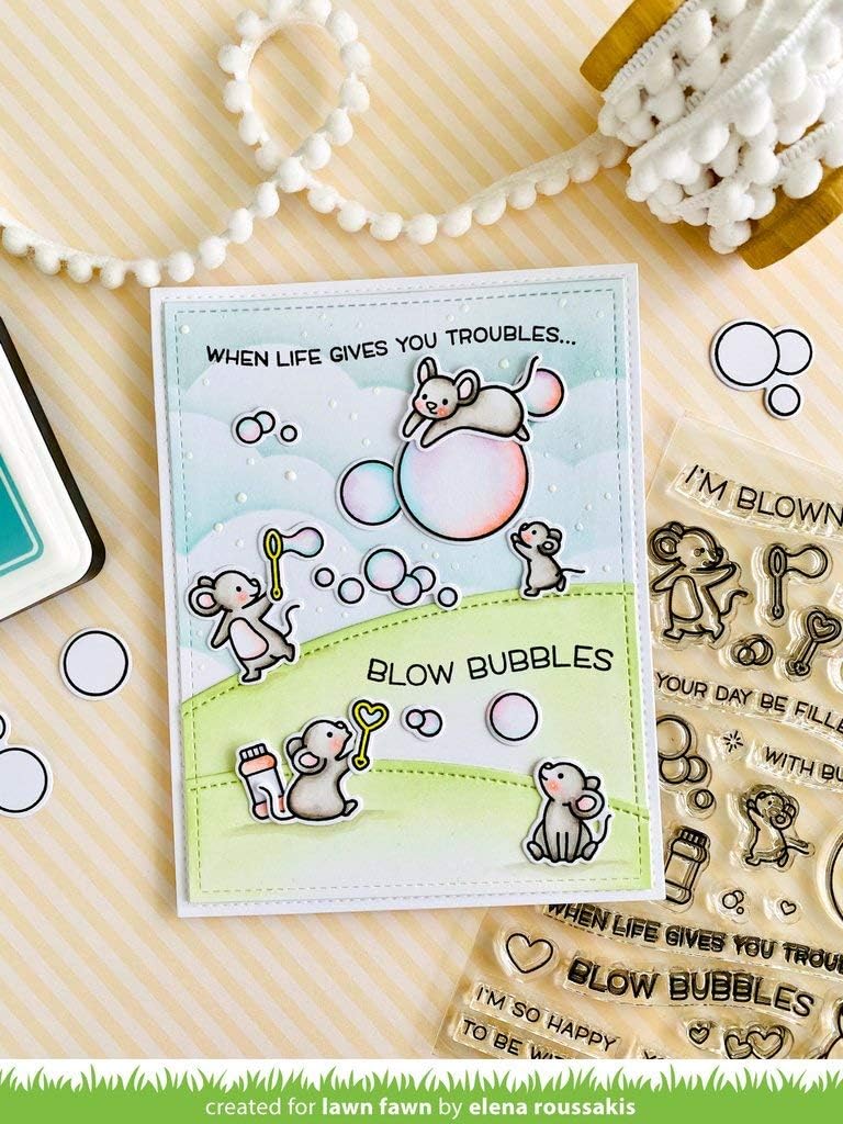 home lawn fawn bubbles of joy 4x6 clear stamp set and coordinating dies bundle of 2 items lf2500 lf2501 scrapbooking stamping supplies uni tankers dk