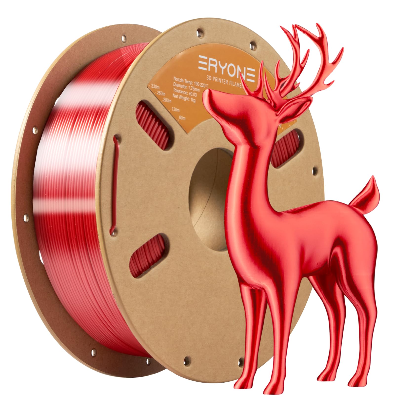 ERYONE Ultra Silk PLA Filament,Silky Glossy Finish Filament, 1.75mm +/-0.03mm, 1kg(2.2LBS)/Spool, Ultra Silk Red