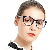 MARE AZZURO Reading Glasses Women Round Reader 0 1.0 1.25 1.5 1.75 2.0 2.25 2.5 2.75 3.0 3.5 4.0 5.0 6.0 (Blue 150)