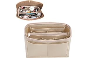 LOUKAYCCI Purse Organizer Insert, Felt Bag Organizer with Metal Zipper, Tote Bag Organizer Insert with 6 Sizes, Compatible with Neverful Speedy Tote and More