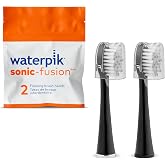 Waterpik Full Size Sonic-Fusion Replacement Brush Heads, 2 Count Black | Genuine Waterpik Brand, With Covers, SFFB-2EB, Replace Every 3 Months