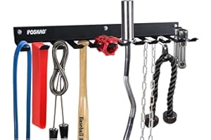 Poskad Multi-Purpose Gym Storage Rack,8 OR 12 Hook Heavy-Duty Steel Gym Organizer Wall Mount Hanger for Home and Pro, Gym Accessory Storage Resistance Bands,Jump Ropes,Lifting Belt,Barbells.