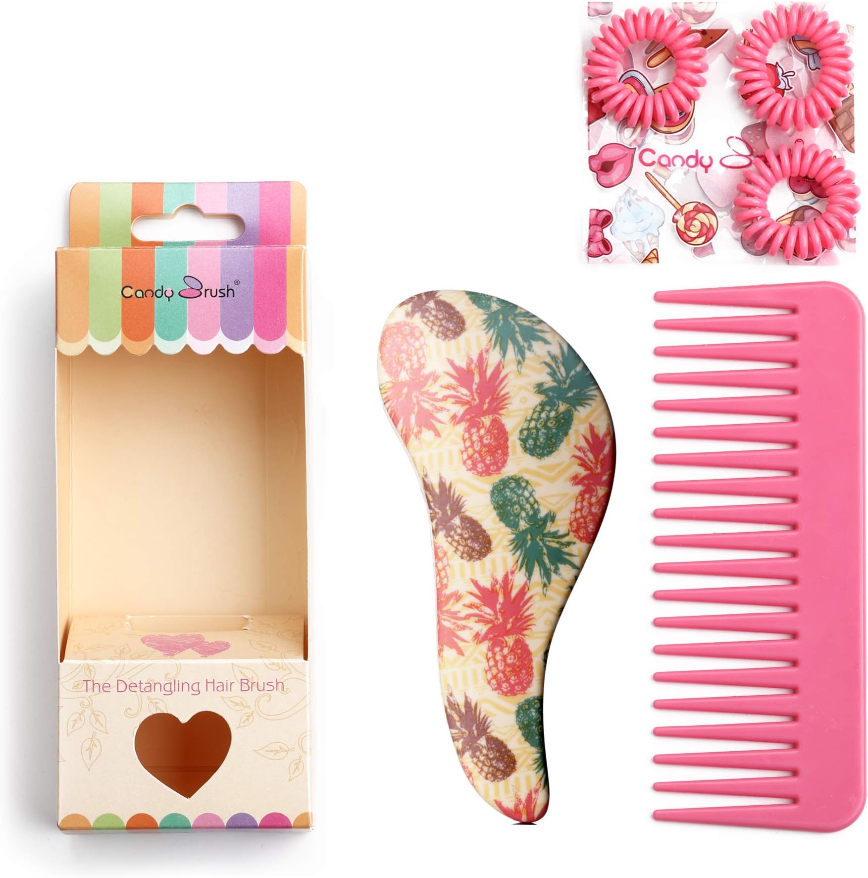 CANDYBRUSH Detangling Hair Brush for Kids Toddlers Girls Detangler Hairbrush for Natural Straight Fine Hair Pain Free Small (Pineapple)