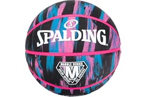 Spalding Marble Series Rubber Basketball, Size 6 (28.5-in), Black/Pink