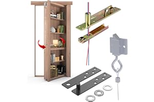 Hidden Door Hinge,Door Pivot Hinges for Hidden Door Bookcase,Secret Door,with Door Ball Catch Hardware (I Type) (Hollow Wirin