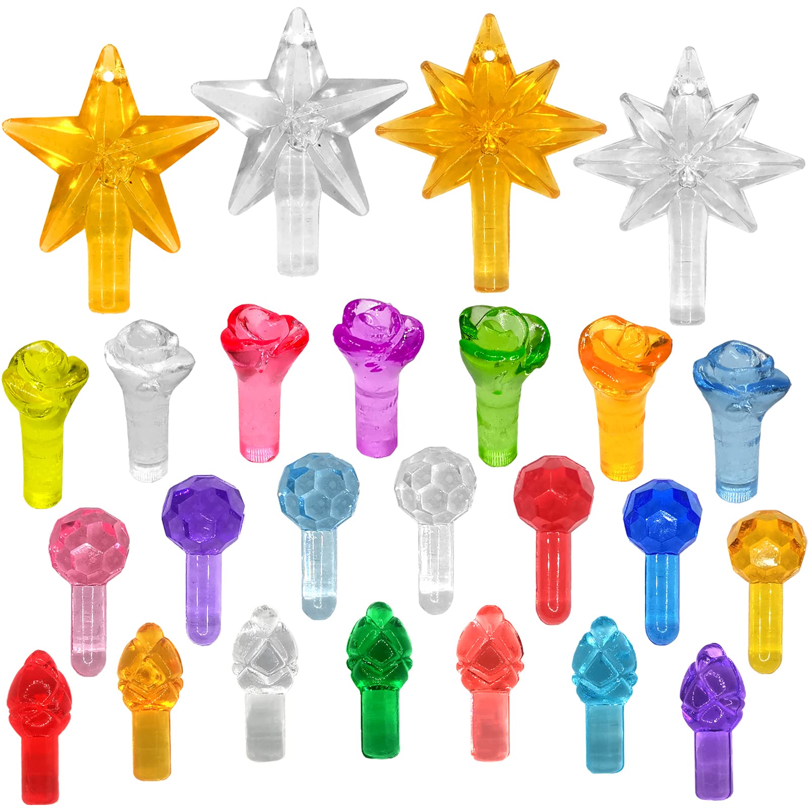 Photo 1 of 214Pcs Ceramic Christmas Trees Small Replacement Lights Bulbs/Tree Pegs for Decoration Night Lights Including Flame/Round Ball/Rose & 4PCS Modern Star (Pentagram and Heptagram)