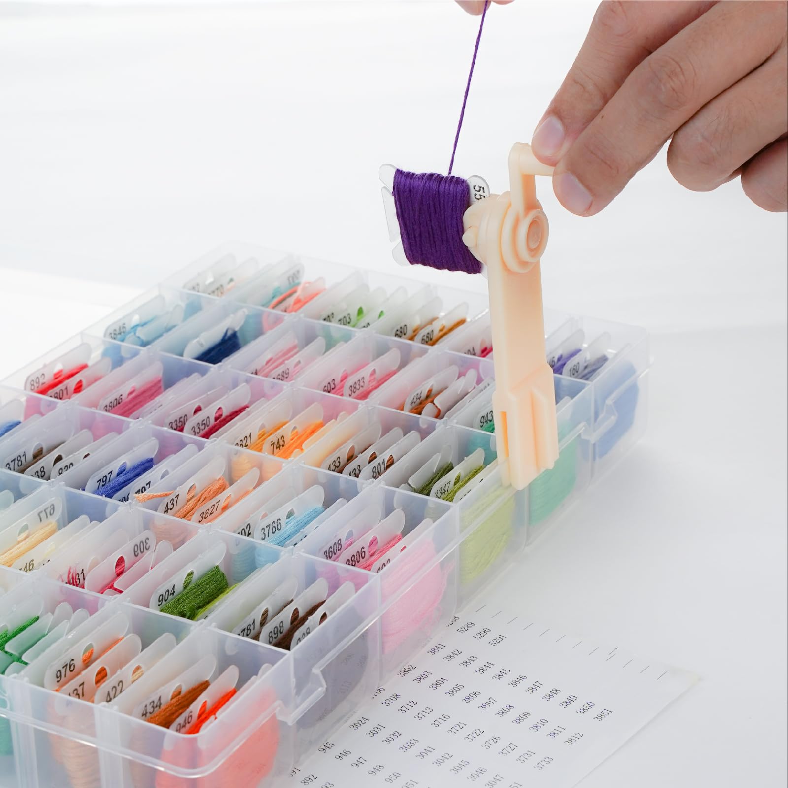 Rumhut 2 Pack Embroidery Floss Organizer with 216 Pcs Embroidery Floss, Floss Windern and Floss Number Stickers for Craft DIY Embroidery Sewing Storage