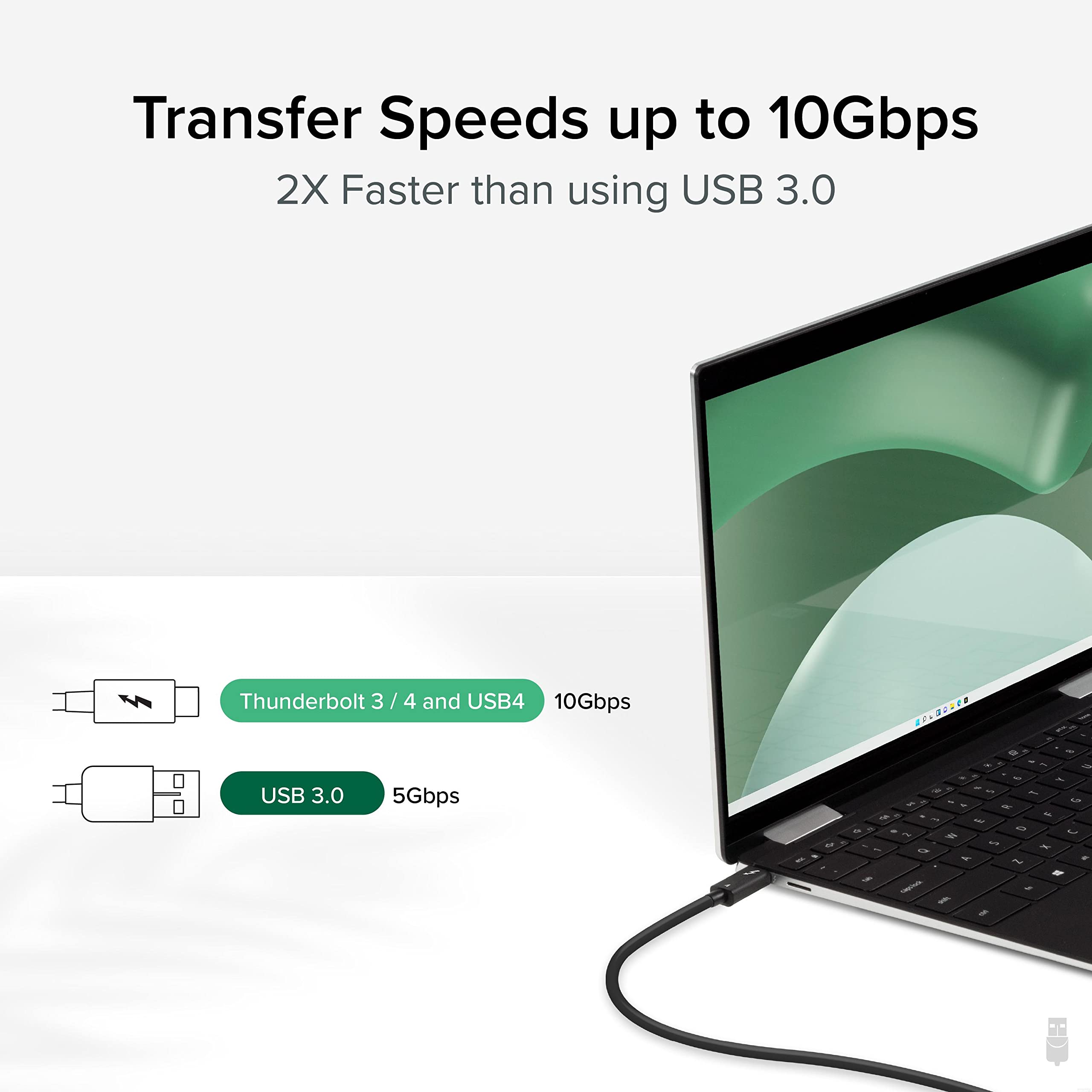Plugable Windows Transfer Cable 6.6ft (2m), Thunderbolt 10Gbps, Bundled with Bravura Software for Windows PC to PC Migration - Unlimited Uses. Works Between Thunderbolt, USB4 PCs