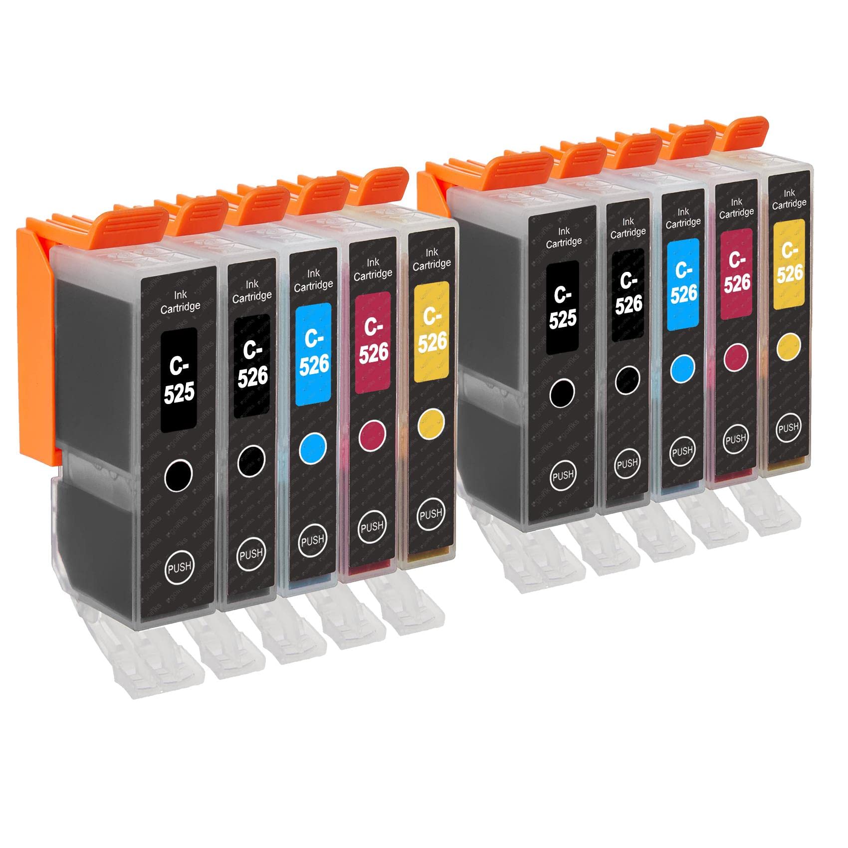 2 Go Inks Set of 5 Ink Cartridges to replace Canon PGI-525 & CLI-526 Compatible / non-OEM for PIXMA Printers (10 Pack)