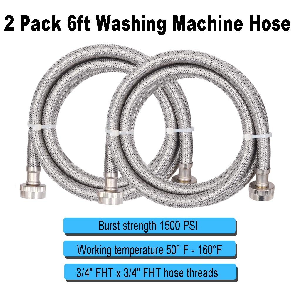 TT FLEX UPC Approved Flexible Stainless Steel Braided Washing Machine Inlet Hose 3/4