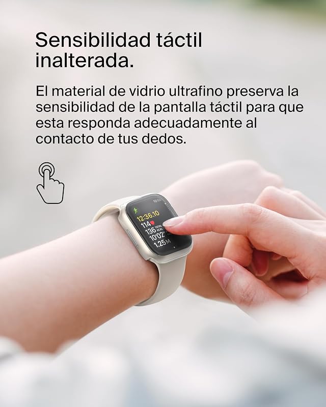 Protetor de ecrã TemperedCurve para Apple Watch Series 8 com cobertura de ponta a ponta e borda elevada - Protetor de vidro temperado, acessórios para Apple Watch - Transparente