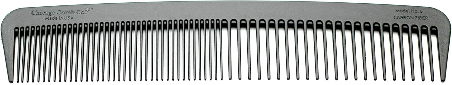 Chicago Comb Model 6 Carbon Fiber, 17.8 cm long, graphite black, anti-static