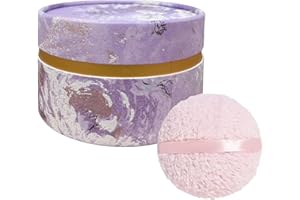Qopoto Powder Puff, Large 6'' Body Powder Puff for Dusting Powder, Women Powder Puff with Storage Container for Bath, Body Powder Applicator and Oversize Powder Puffs (Orchid)