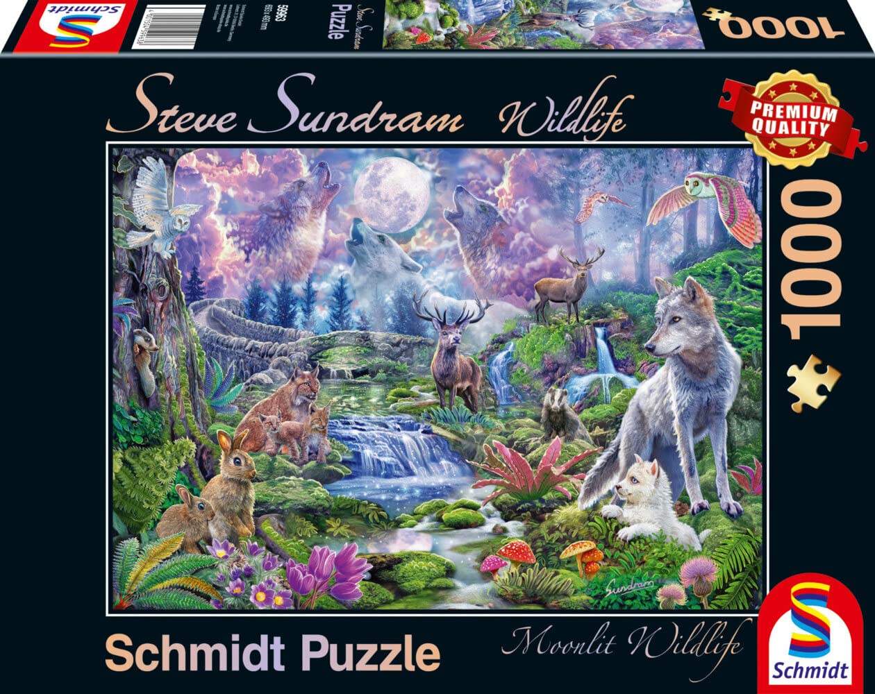 Schmidt Spiele | Steve Sundram: Moonlit Wildlife (1000pc) | Puzzle | Ages 12+