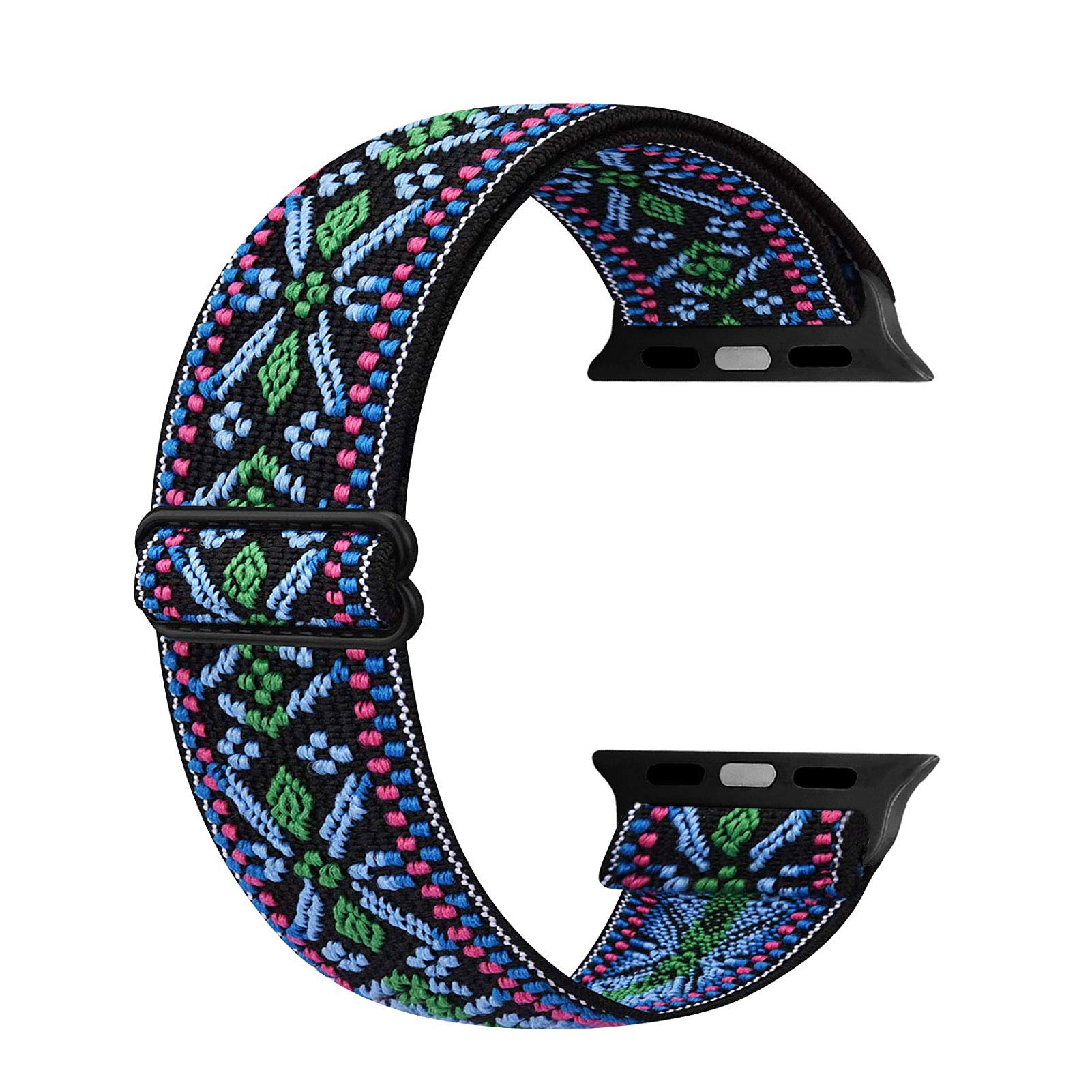 Ecogbd Elastic Replacement Strap Compatible with Apple Watch, Soft Fabric Nylon Strap for iWatch Series 9,8,7,6,5,4,3,2,1,SE Women Men, Unisex, Bohemian Green, 42/44/45/49mm, 0.98 inches