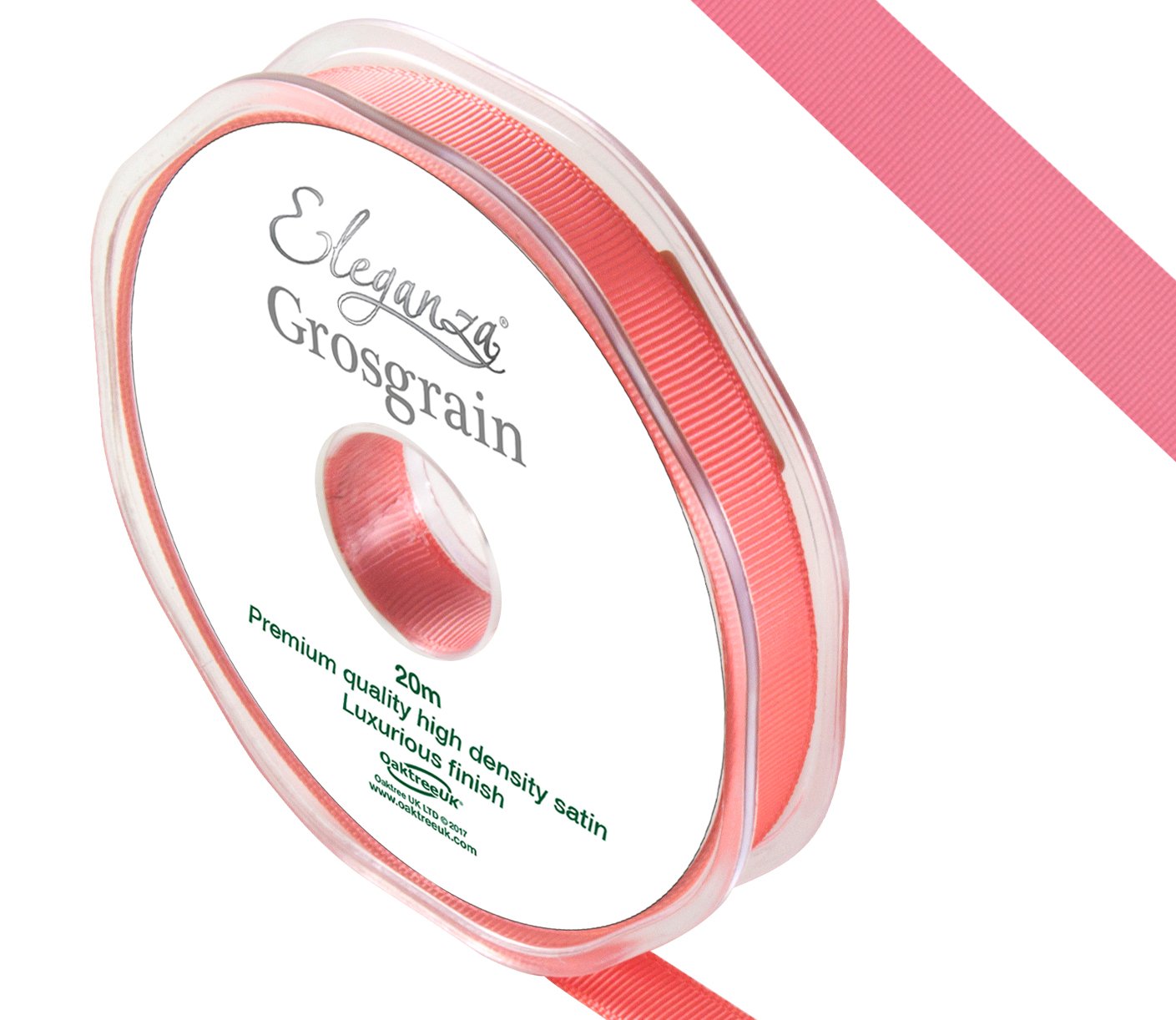 ELEGANZA Premium Quality Grosgrain Ribbon, Satin, Coral, 11 x 11 x 1 cm