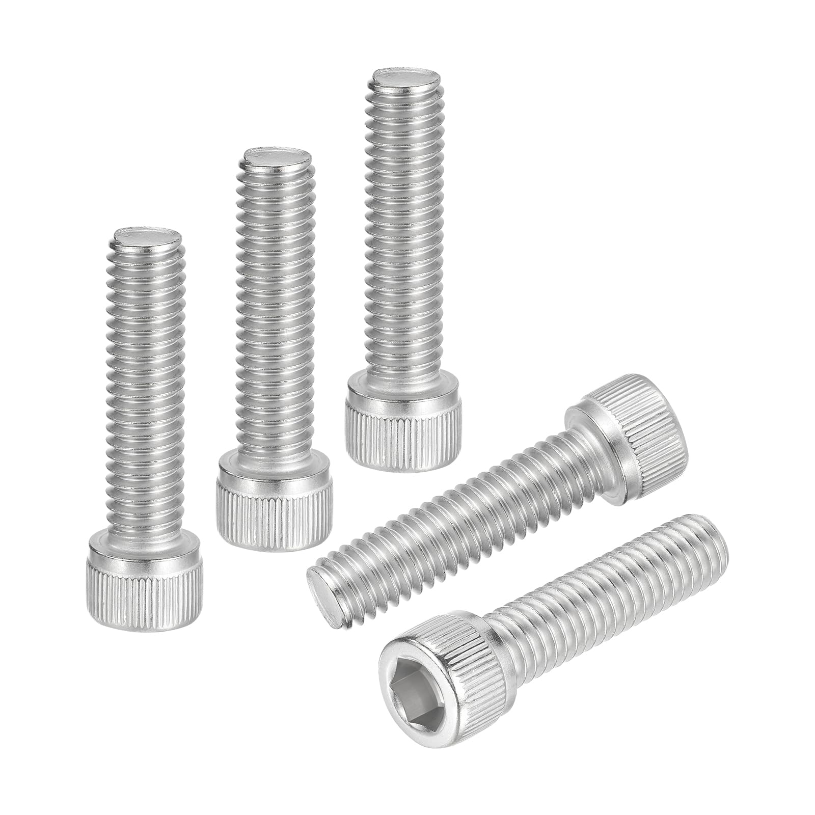DTGN 3/8"-16x1-1/2" Socket Head Cap Screws Bolts - 5Pack - Good for Road Bicycle, Mountain Bike, Auto, Motorcycle - 304 Stainless Steel Hex Head Metric Screws - Silver