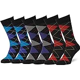 Easton Marlowe Mens Dress Socks 6 Pair Combed Cotton Classic Patterns No Seam Comfort