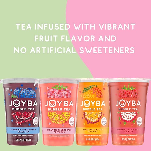 JOYBA STRAWBERRY ROSE BUBBLE TEA WITH BOTANICALS, 4 PACK, 12 FL. OZ. CUPS