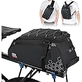 KEMIMOTO Rear Bike Rack Bag, 11L Water-resistant Trunk Bag 3-IN-1, Zippered Bicycle Backpack Shoulder Pannier Saddle Bag for Ebikes Cycling Commuting Travel Outdoor Camping