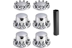 JESONN 33mm Chrome ABS Plastic Axle Cover Combo Kit Thread On Lug Nut Covers with 2 Front and 4 Rear Axle Wheel Cover Removable Hub Caps for Semi Trucks (Standard)