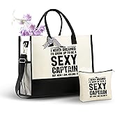 InnoBeta Boat Captain Gifts for Women Canvas Tote Bag, Boat Accessories Tote with Top Zipper Closure and Shoulder Strap for Birthday, Mother's Day, Christmas