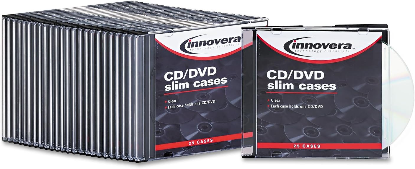 CD/DVD Polystyrene Thin Line Storage Case, Clear, 25/Pack
