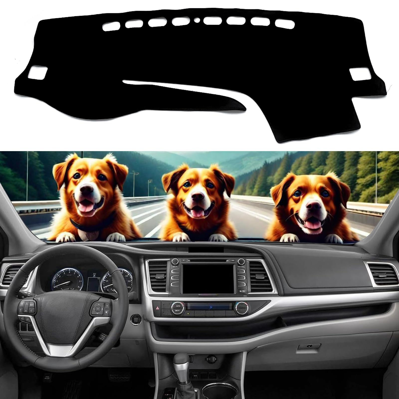 Photo 1 of IIKSDII Dashboard Cover Mat for Toyota Highlander 2014 2015 2016 2017 2018 2019 Accessories Dash Cover Dash Mat Sunshade Glare UV Rays Protector